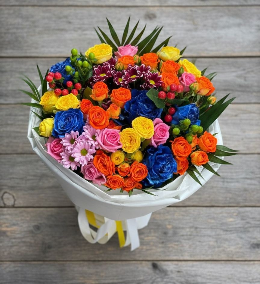 Букет цветов из: Розы и Хризантемы в Шувое