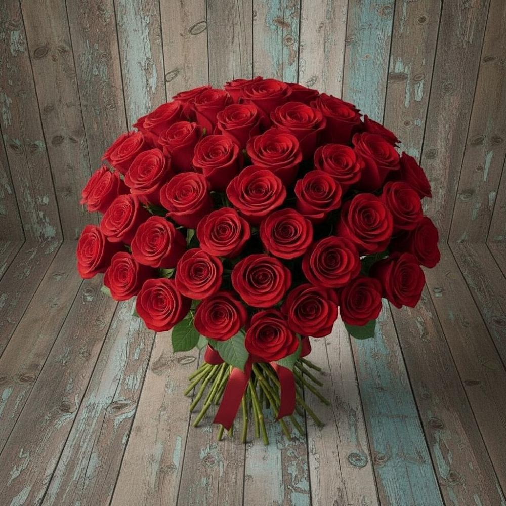 Букет 55 Красных роз Фридом в Шувое