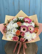 Букет цветов из:  Розы, Герберы и Хризантемы в Шувое