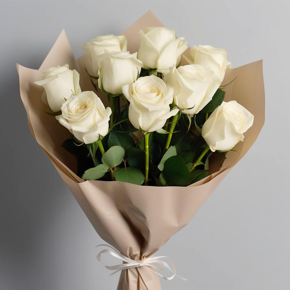 Букет 9 Белых роз Эдлесс Лав в Шувое