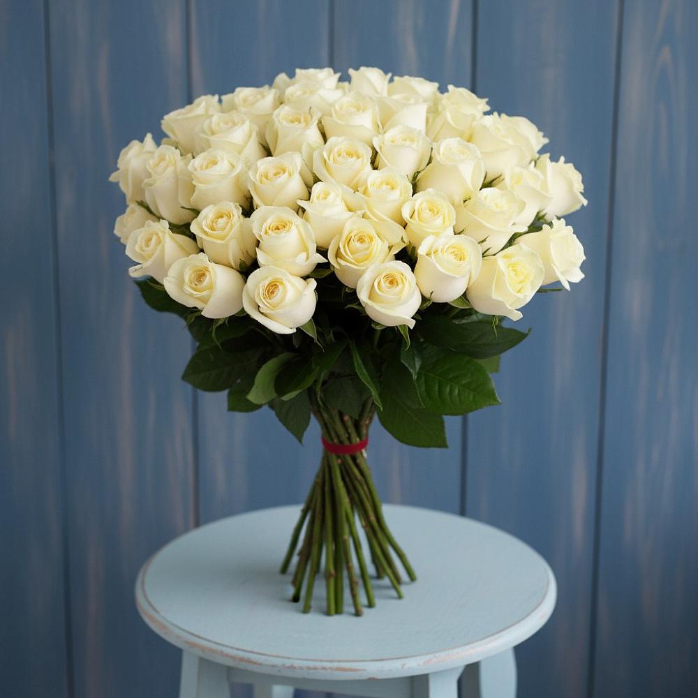 Букет 51 Белая роза Эдлесс Лав в Шувое