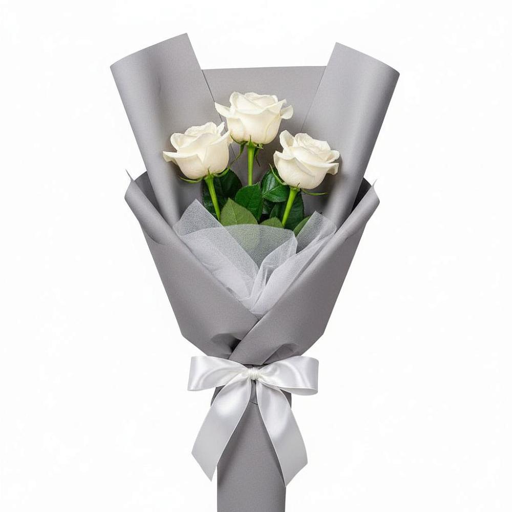 Букет 3 белые розы в Шувое