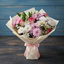 Букет цветов из:  Хризантемы, Альстромерии и Розы в Шувое