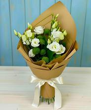 Букет цветов из:  Хризантемы и Лизиантусы #REPLACE_PRED# Шувое