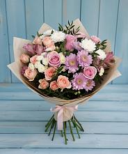 Букет цветов из:  Хризантемы, Розы и Альстромерии в Шувое