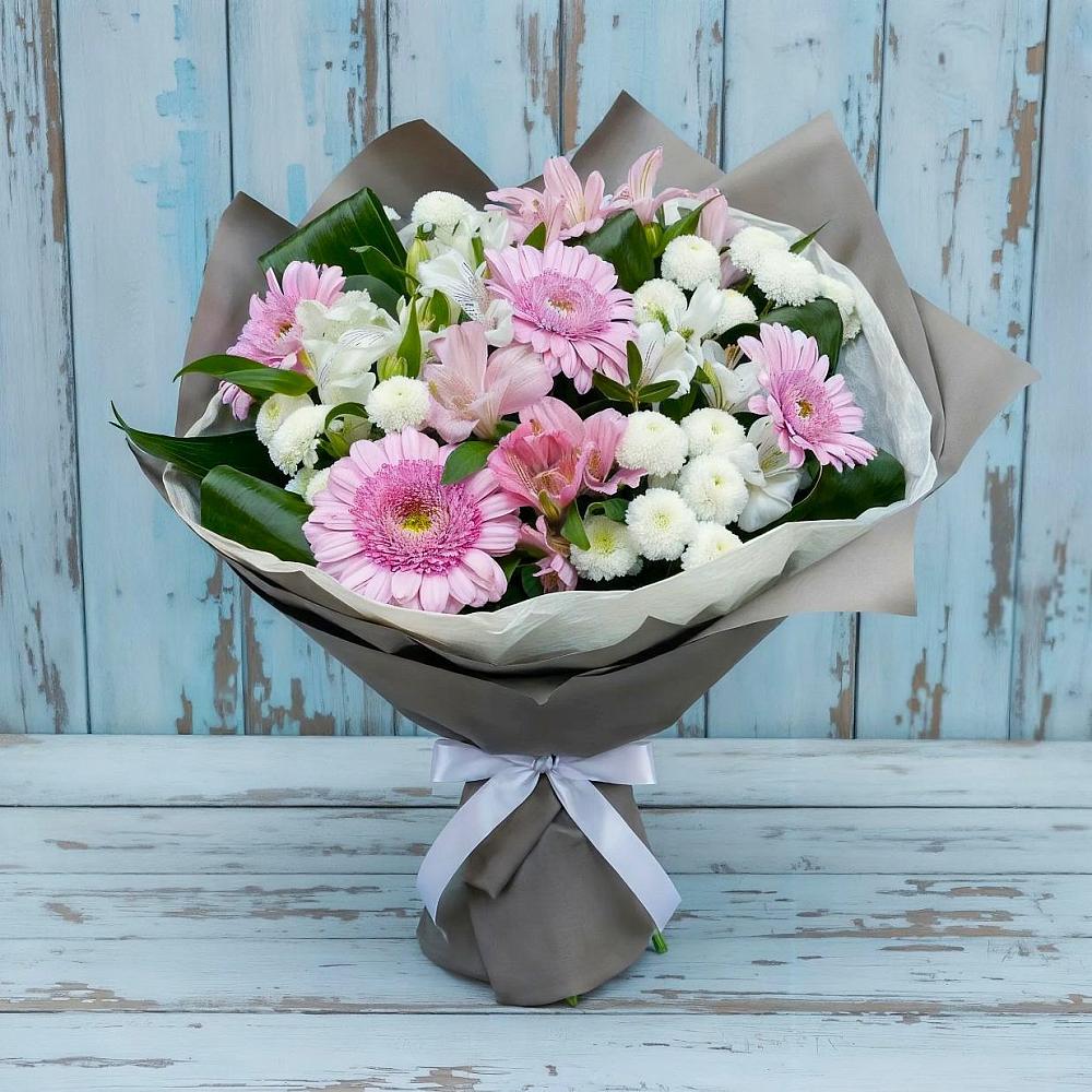 Букет цветов из: Герберы, Альстромерии и Хризантемы в Шувое