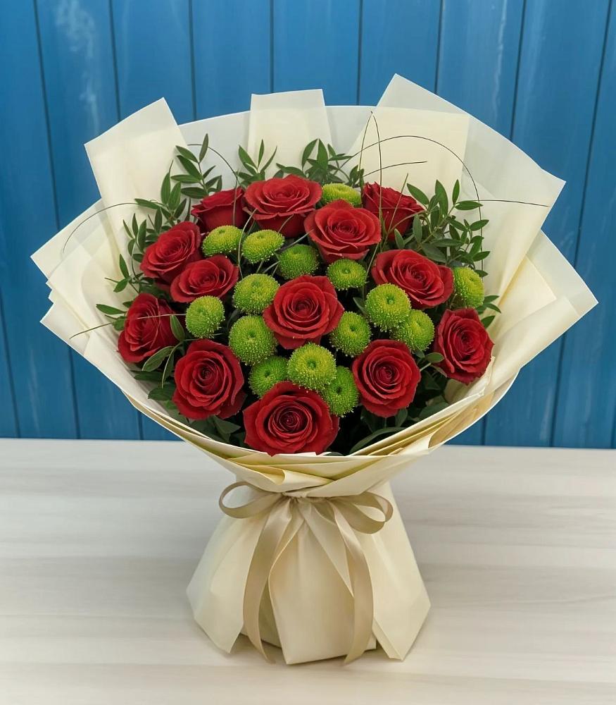 Букет цветов из: Розы и Хризантемы в Шувое