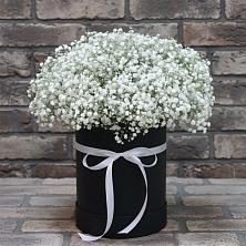 Цветочная композиция из Гипсофила в шляпной коробке в Шувое
