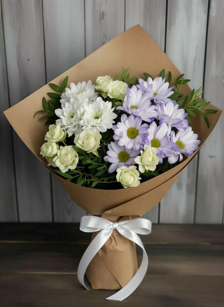 Букет цветов из: Хризантемы и Розы в Шувое